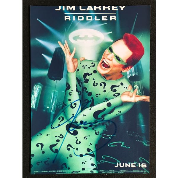 JIM CARREY SIGNED 8X10 RIDDLER PHOTO (RA COA)