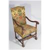 Image 1 : A Charles II Style Open Armchair with Rectangular Padded Back and Upholstered Seat,