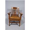 Image 2 : An Arts and Crafts Style Oak and Leather Armchair.