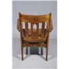 Image 3 : An Arts and Crafts Style Oak and Leather Armchair.