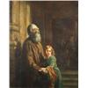Image 1 : Louis Langmore (Paris) Portrait of a Blind Man and Child, Oil on canvas,