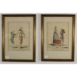 Mathew Darly (English, 18th Century) Two British Satirical Cartoons, Etchings,