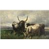 Image 1 : Henry Collins Bispham (American, 1841-1882) Cattle in Landscape, Oil on Canvas,