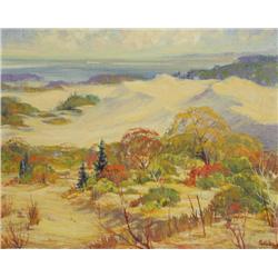 Frank Richard Myslive (American, 1908-1986) Dunes, So. Eastern Michigan, Oil on canvas artist board,