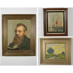 A Group of Three Decorative Paintings by Various Artists, Including LeRoy Vallance and Dyro.