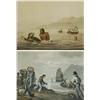 Image 1 : J. H. Clark, Turtle Fishing in the Water, Turtle Catching on Land, Both colored engravings,