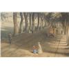 Image 3 : Artist Unknown, Tree Lined Road with Figures, Hand colored etching,