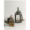 Image 2 : A Group of Four Metal and Brass Hanging Light Fixtures.