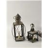 Image 3 : A Group of Four Metal and Brass Hanging Light Fixtures.