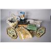 Image 1 : A Group of Gilt Wood Decorative Items, Together with a Stained Glass Table Lamp.