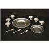Image 1 : A Collection of Sterling Silver Items, Including Two Plates, Three Spoons, and Six Diminutive Footed
