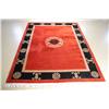 Image 1 : A Contemporary Red Wool Rug with Asian Motif,