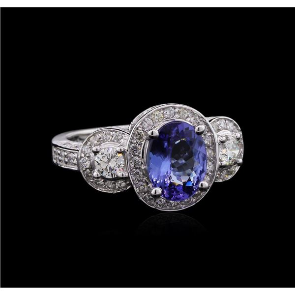 1.75 ctw Tanzanite and Diamond Ring - 14KT White Gold