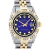 Image 1 : Rolex Mens 2 Tone Blue Vignette String Pyramid Diamond Datejust Wristwatch