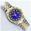 Image 3 : Rolex Mens 2 Tone Blue Vignette String Pyramid Diamond Datejust Wristwatch