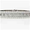 Image 3 : Vintage 18k White Gold 2.40 ctw Round Diamond 15mm Wide Brick Mesh Link Bracelet