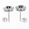 Image 4 : Sterling Silver Blue Crystal & CZ Halo Stud Earrings w/ 14k White Gold Posts