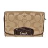 Image 1 : Coach Beige Monogram Canvas Leather Flap Wallet