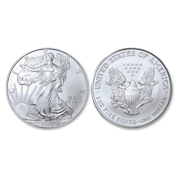 2000 American Silver Eagle .999 Fine Silver Dollar Coin