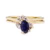 Image 2 : 0.91 ctw Blue Sapphire and Diamond Wedding Set - 14KT Yellow Gold