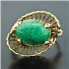 Image 2 : Vintage Handmade 18k Yellow Gold Oval Jade Solitaire Ring