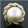 Image 2 : Vintage Handmade 18k Two Tone Gold Mabe Pearl & 0.25 ctw Diamond Ring