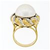 Image 8 : Vintage Handmade 18k Two Tone Gold Mabe Pearl & 0.25 ctw Diamond Ring