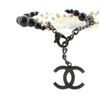 Image 2 : Chanel CC Triple Strand Bracelet Faux Pearls and Metal Black