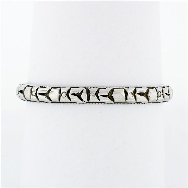 Antique Art Deco Belais 18k White Gold Engraved Milgrain Eternity Band Ring Sz10