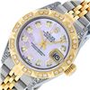 Image 2 : Rolex Ladies 2 Tone Pink MOP Diamond Lugs & Pyramid Datejust Wriswatch