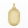 Image 3 : Solid 18k Yellow Gold Simple Engravable Polished Oval Pendant w/ Grooved Frame