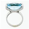 Image 8 : Estate 14k White Gold Oval Checkerboard Blue Topaz Ring