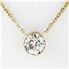 Image 2 : New 14k Yellow Gold 0.65 ctw Bezel Set Round Diamond Solitaire Pendant Necklace