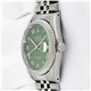 Image 4 : Rolex Men's Stainless Steel Green Roman Datejust Wristwatch