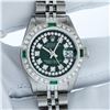 Image 2 : Rolex Ladies Stainless Steel Diamond & Emerald Datejust Wristwatch With Rolex Box