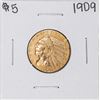 Image 1 : 1909 $5 Indian Head Half Eagle Gold Coin