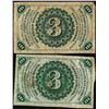 Image 2 : lot of (2) March 3, 1863 3 Cent 3rd Issue Fractional Note