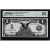 Image 1 : 1899 $1 Black Eagle Silver Certificate Note Fr.234 PMG About Uncirculated 55