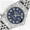 Image 1 : Rolex Ladies Stainless Blue Diamond Pyramid Diamond Datejust Wristwatch