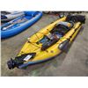 Image 2 : HOBIE I12S MODEL YELLOW INFLATABLE KAYAK WITH MIRAGE PEDAL DRIVE.