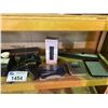 Image 2 : SHELF OF ASSORTED MISC ITEMS; TORCHES, PUMP, X BOX CONTROLLER AND MORE