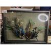 Image 1 : SHADOWBOX WITH 2 MARDI GRAS MASK VENETIAN MASQUERADE FEATHER MASKS