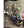 Image 2 : SHADOWBOX WITH 2 MARDI GRAS MASK VENETIAN MASQUERADE FEATHER MASKS