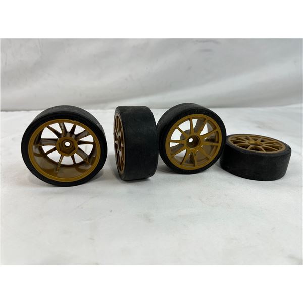 Set of 4 RC Car Tires on Rims, Type - D