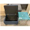 Image 2 : STORAGE OTTOMAN WITH WICKER SIDE TABLE