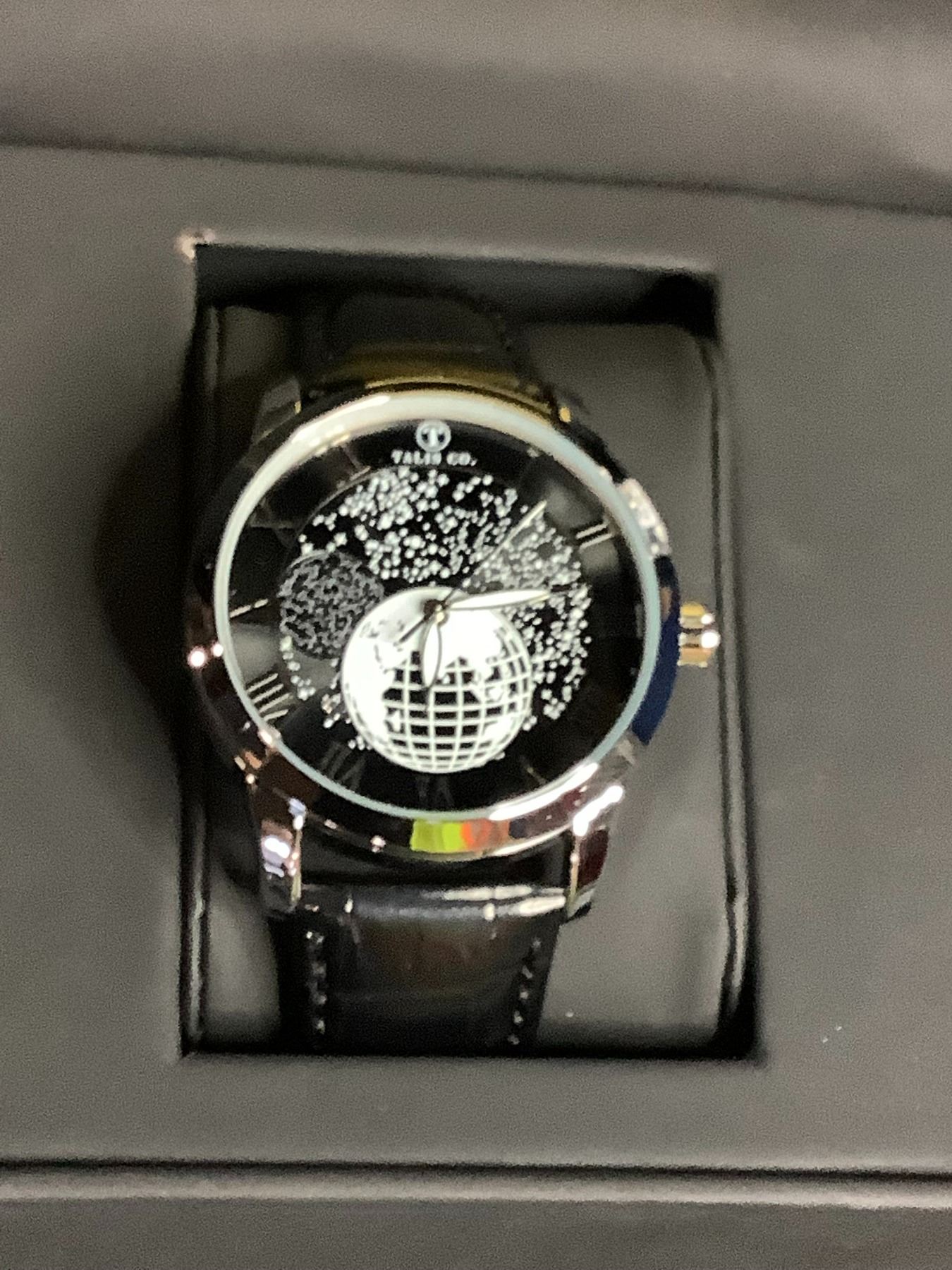 NEW MEN'S TALIS CO AUTOMATIC 8590 ASTRO WATCH, GLOBE/MOON DIAL LUMINOUS ...