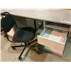 Image 2 : GREY AND WHITE 3 DRAWER DESK WITH BLACK IKEA ROLLING CHAIR