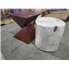 Image 1 : WHITE PAINTED WOOD END TABLE & MODERN DARK STAINED END TABLE