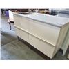 Image 2 : 3 DRAWER VANITY WITH GLACIER BAY STAINLESS STEEL SINK 48X19X32-1/2" (LEGS NEED REPAIR)