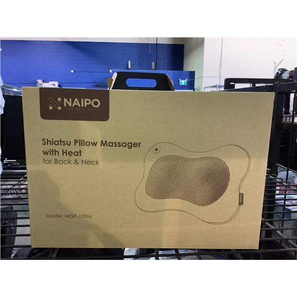 NEW NAIPO SHIATSU PILLOW MASSAGER WITH HEAT FOR BACK & NECK